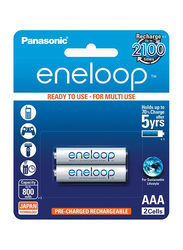 Panasonic Eneloop Rechargeable AAA Battery, 2-Piece, Silver/Blue