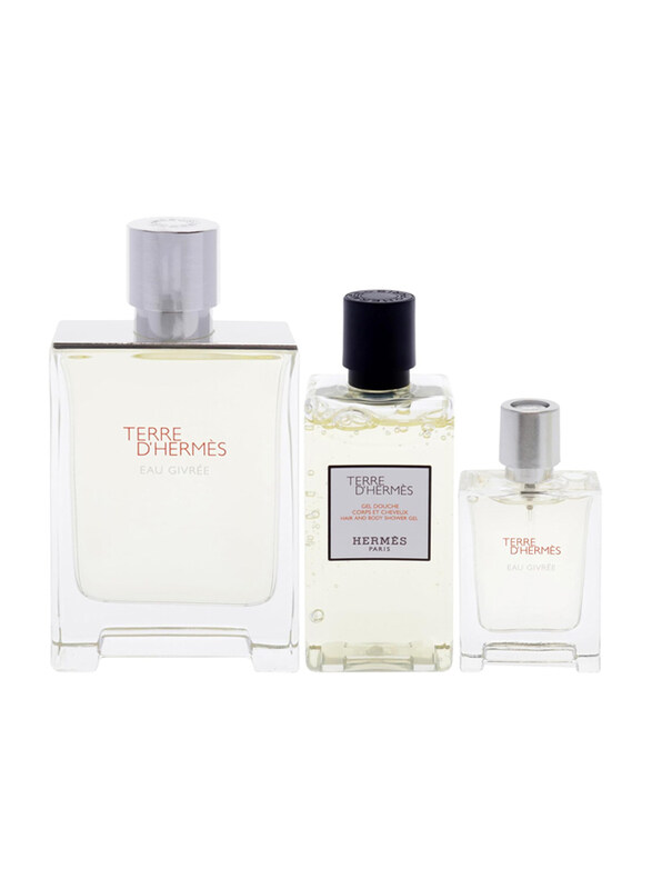 

Terre D'Hermes 3-Piece Gift Set for Men, Eau Givree 100ml EDP Perfume, Eau Givree 12.5ml EDP Perfume, 80ml Shower Gel