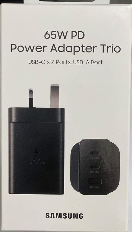 Samsung Super Fast Charging Power Adapter Trio, 65W, EP-T6530NBEGAE, Black