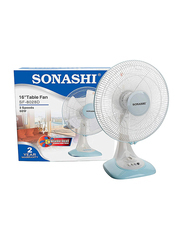 Sonashi 16-inch Table Fan, 60W, SF-8028D, White/Blue