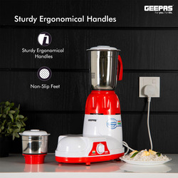 Geepas 1.5L 2-in-1 Mixer Grinder with Stainless Steel Jars, GSB5456, White/Red