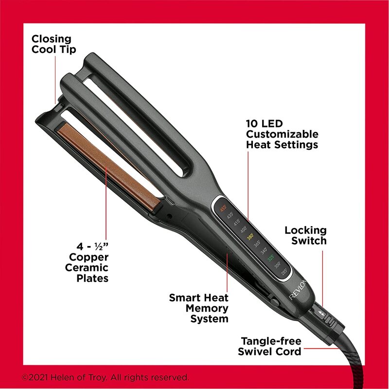 Revlon Double Straight Copper Ceramic Dual Plate Hair Straightener, RVST2204RB, Black