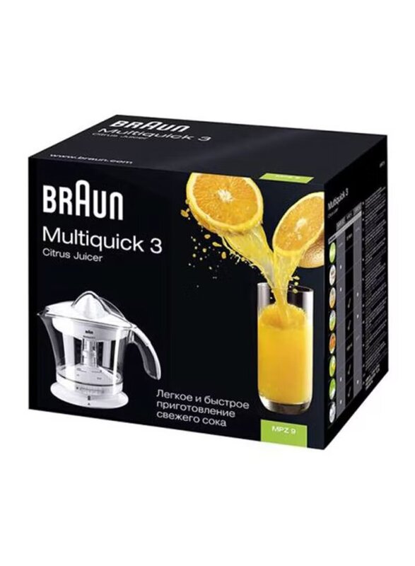 Braun Citrus Press Juicer, 20W, MPZ 9, White/Clear