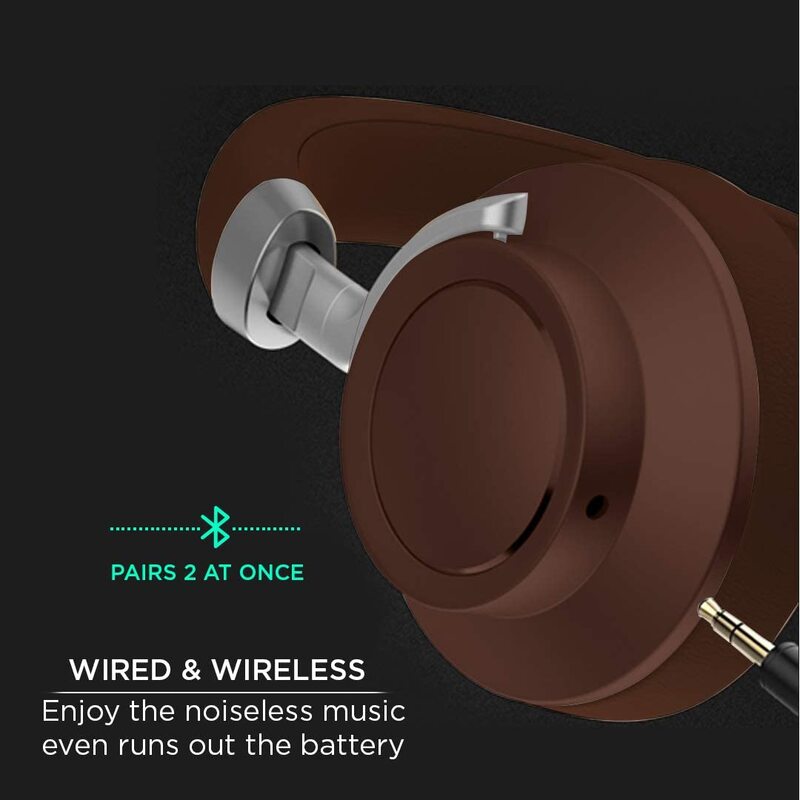 Merlin Virtuoso ANC Wireless Over-Ear Noise Cancelling Headphones, Brown