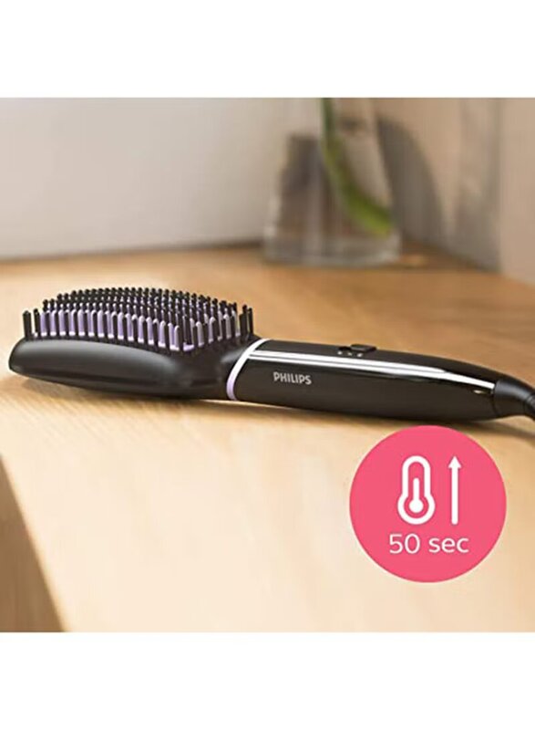 Philips Style Care Essential Heated Straightening Brush, BHH880/00, Black/Purple