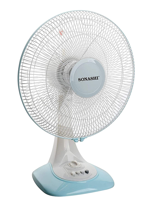 Sonashi 16-inch Table Fan, 60W, SF-8028D, White/Blue