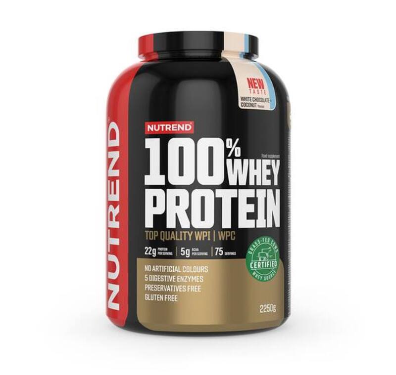 Nutrend 100٪ Whey Protein 2250g، White Chocolate وجوز الهند