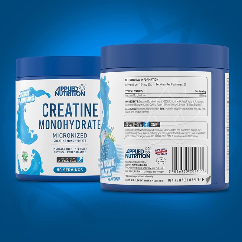 Creatine Monohydrate Micronized 50 Servings 250 g, Ic Blue Razz