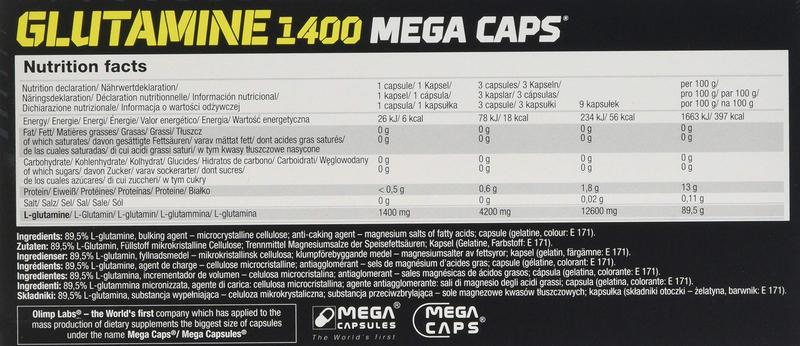 Olimp Glutamine 1400 Mega Caps, 120 Capsules, Regular