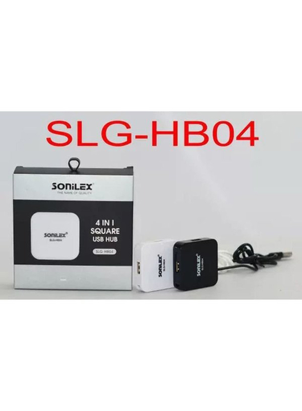 Sonilex 4-in-1 Square USB Hub, SL-HB04, Black/White