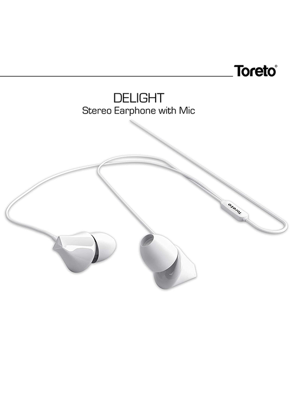 سماعات اذن توريتو بتصميم داخل الاذن 3.5 مم مع مايكروفون ديلايت, TOR-269, أبيض