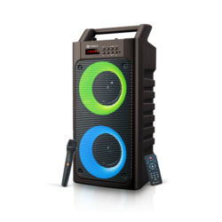 Toreto Wireless Party Speaker with RGB Light, Wireless Karaoke Mic, 30 Watt Speaker & Dual Woofers, Up to 5 hrs Playtime (TOR-377 Black)