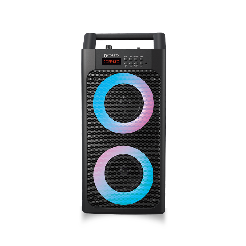 Toreto Wireless Party Speaker with RGB Light, Wireless Karaoke Mic, 30 Watt Speaker & Dual Woofers, Up to 5 hrs Playtime (TOR-377 Black)