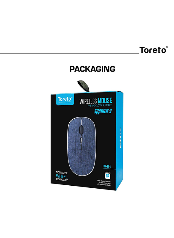 Toreto Shadow-3 Fabric Wireless Optical Mouse for Windows, TOR-954, Blue