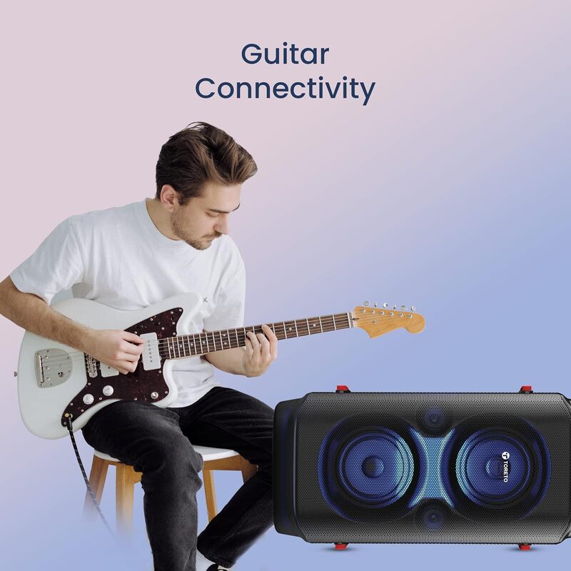 Toreto Party Box Wireless Bluetooth Party Speaker 70Watt Signature Deep Bass Sound Dynamic Running Sense RGB Light Digital Karaoke Mic