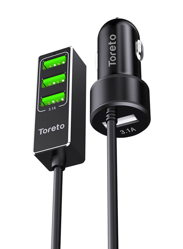 

Toreto Rapid Charger-22 4-USB Port Car Charger, TOR-422, Black