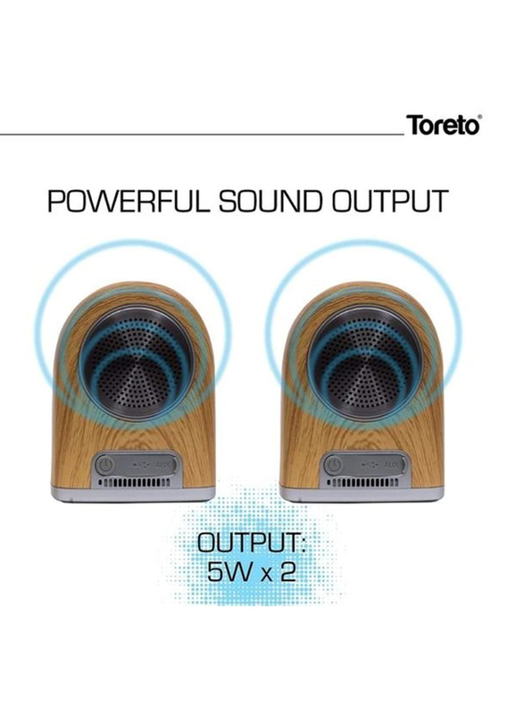 Toreto Twin Magno Magnetic Portable Bluetooth Speaker, TOR-310, Beige/Silver