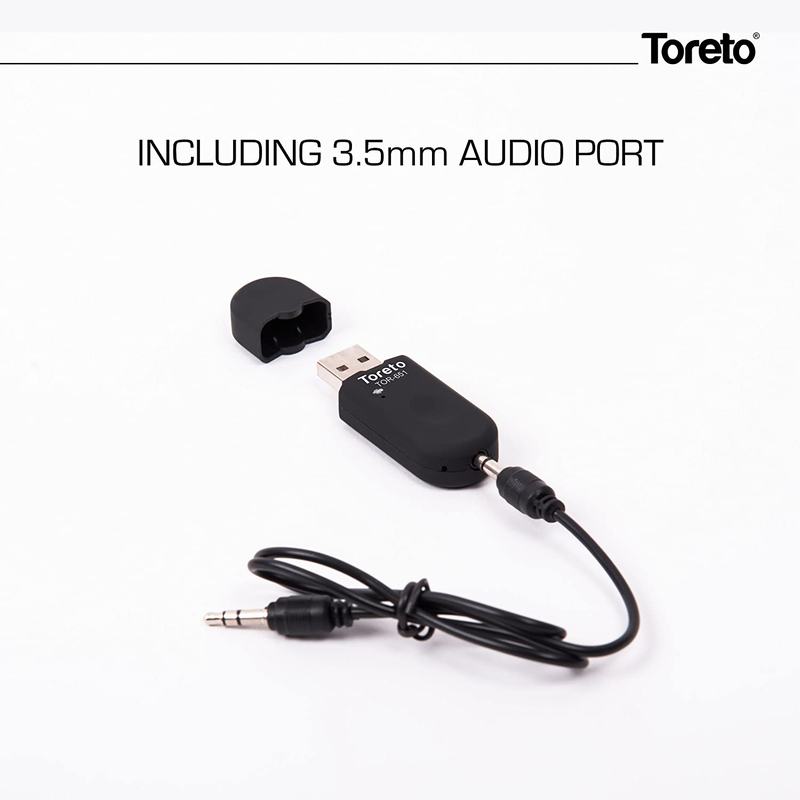Toreto Bind Car Audio Receiver and Music Playback Bluetooth Dongle, TOR-651, Black