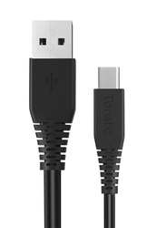 Toreto 1-Meter Tor-Cord 1.0 Micro USB 2.4A Charging & Data Sync Cable, USB Type A Male to Micro USB Cable for Smartphones/Tablets, TOR-858, Black
