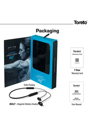 Toreto Wireless Neckband Magnetic Headset, TOR-272, Bolt Black