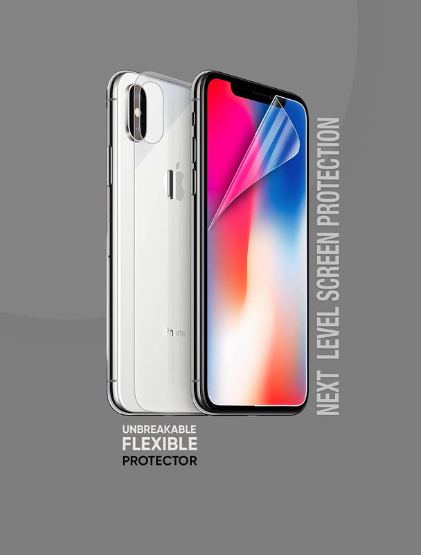 Break Protection Apple iPhone X Unbreakable 360° Front Back & Side Tempered Glass Screen Protection, Black/Clear