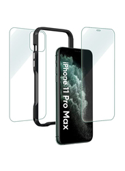 Break Protection Apple iPhone 11 Pro Max Unbreakable 360° Front Back & Side Tempered Glass Screen Protection, Clear/Black