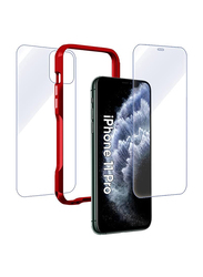 Break Protection Apple iPhone 11 Pro Unbreakable 360° Front Back & Side Tempered Glass Screen Protection, Clear/Red