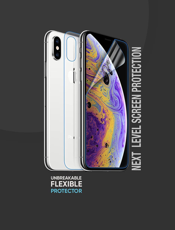 Break Protection Apple iPhone XS Max Unbreakable 360° Front Back & Side Tempered Glass Screen Protection, Black/Clear