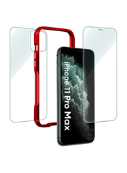 Break Protection Apple iPhone 11 Pro Max Unbreakable 360° Front Back & Side Tempered Glass Screen Protection, Clear/Red