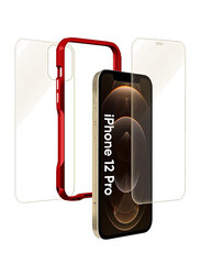 Break Protection Apple iPhone 12 Pro Unbreakable 360° Front Back & Side Tempered Glass Screen Protection, Red/Clear