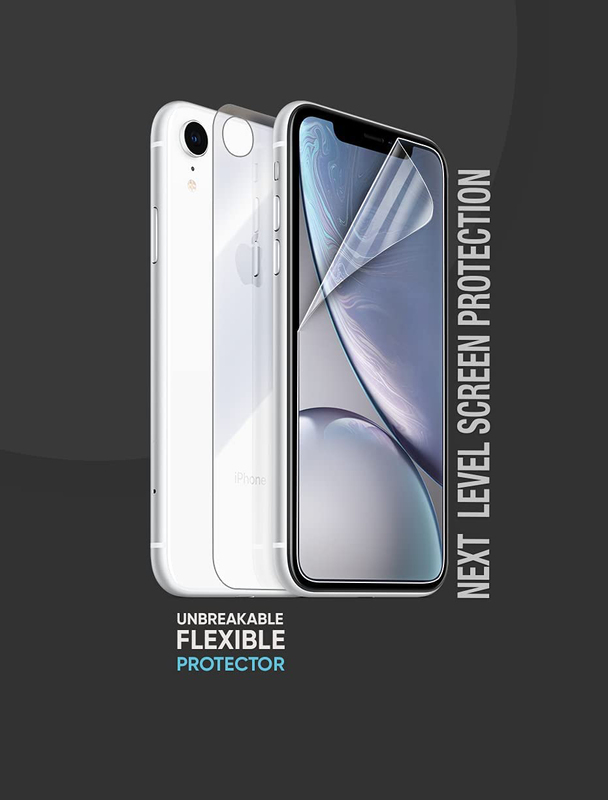 Break Protection Apple iPhone XR Unbreakable 360° Front Back & Side Tempered Glass Screen Protection, Black/Clear