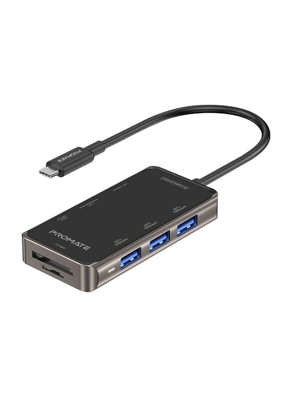 

Apple Promate 8-in-1 Ultra Compact USB-C Hub with 100W Power Delivery, Black/Grey