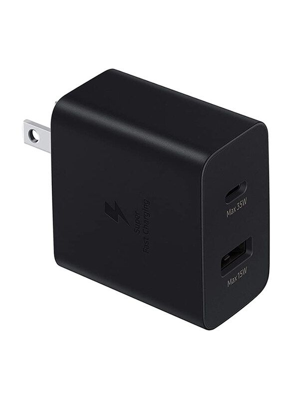 

Samsung EP-TA220-BK-2p Wall Charger, 35W PD 2-Pin Duo USB Type C to USB Type A, Black