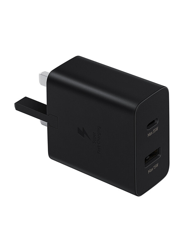 

Samsung EP-TA220-BK-3p Wall Charger, 35W PD 3-Pin Duo USB Type C to USB Type A, Black