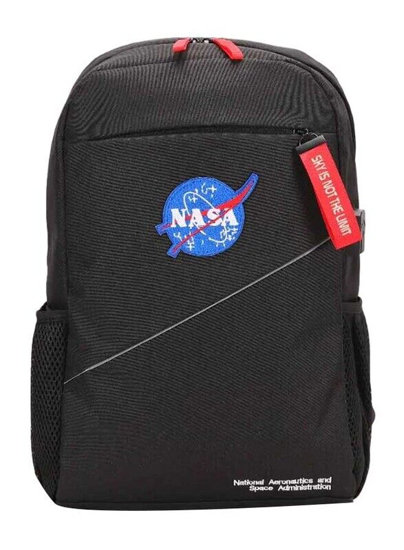 

Nasa Oxford Backpack Laptop Bag with USB Connector Slot and Inner Laptop Pockets, Black