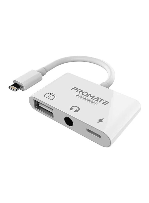 

Universal Promate 3-in-1 Media Hub with Lightning Connector, White