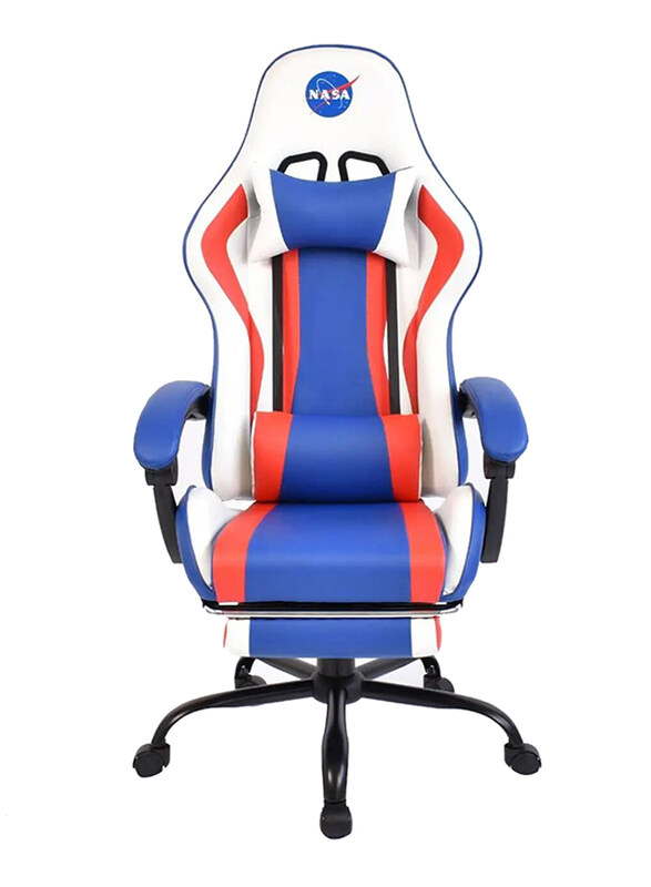 

Multiple Nasa Discovery Faux Leather Height Adjustable Gaming Chair for PC, White/Blue/Red