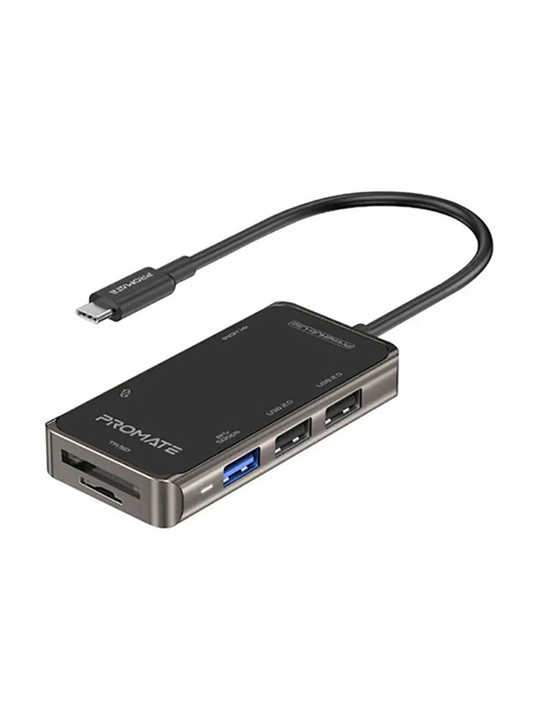 

Universal Promate 7-in-1 Ultra Fast Compact Multi Port USB-C Hub, Black/Grey