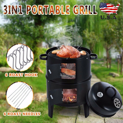 Portable 3-in-1 Charcoal Grill, GH554411, Black