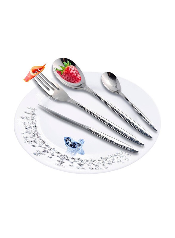 

Unbranded 135-Piece Floral Pattern Stainless Steel Cutlery Set, Silver