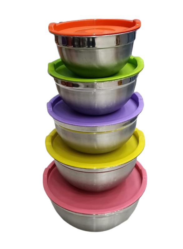 

Dessini 5-Piece Stainless Steel Round Salad Bowl Set, AKA652, Multicolour