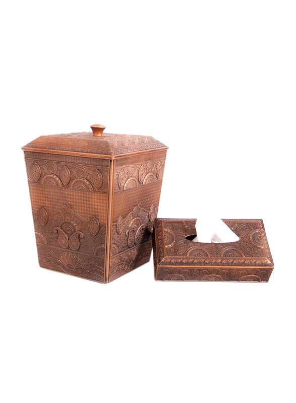 

Generic Home and Kitchen Tissue Box Holder and Basket Set, Brown