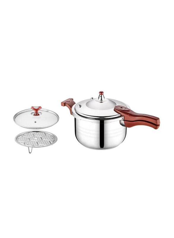 

Unbranded 6 Ltr 3-in-1 Stainless Steel Round Pressure Cooker, Silver