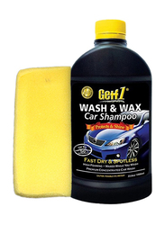 Getf1 1000ml Wash & Wax Car Shampoo with Sponge, Black/Yellow