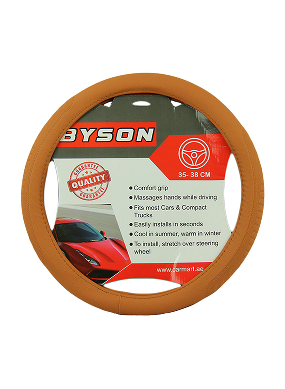 Byson Inside White Steering Wheel Cover, Medium, Brown