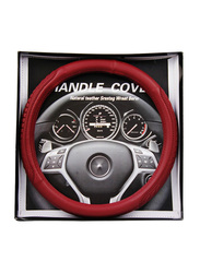 Car Mart PU Leather Universal Car Handle Steering Wheel Cover, 38cm, Maroon