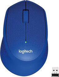 Logitech M330 Silent Plus Wireless Mouse, 2.4GHz with USB Nano Receiver, 1000 DPI Optical Tracking, 3 Buttons, 24 Month Life Battery, PC / Mac / Laptop - Blue
