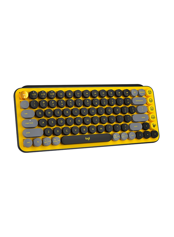 Logitech POP Keys Mechanical Wireless English Keyboard with Customisable Emoji Keys, Blast Yellow