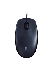 Logitech M90 Wired USB Mouse, 1000 DPI Optical Tracking, Ambidextrous PC/Mac/Laptop - Dark Grey