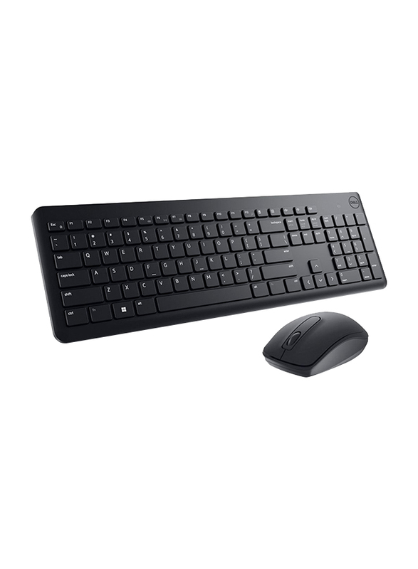 Dell KM3322W Wireless Keyboard and Mouse,Wireless 2.4GHz, Optical LED Sensor, Mechanical Scroll, Anti-Fade Plunger Keys, 6 Multimedia Keys, Tilt Leg ,English Layout-Black